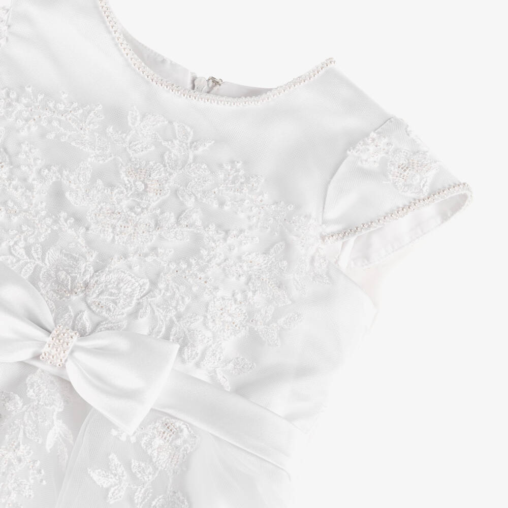 Sarah Louise-Белое платье из тюля с кружевом | Childrensalon