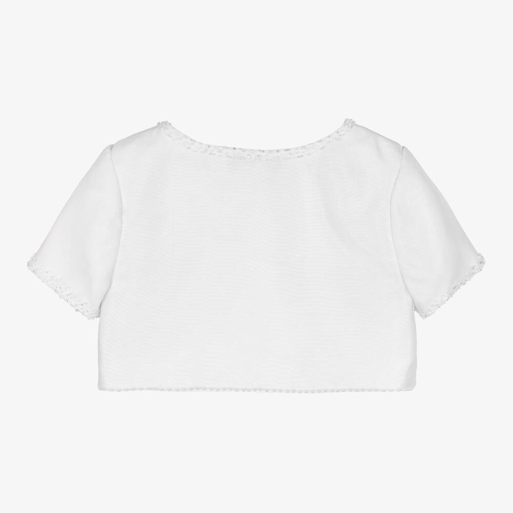 Sarah Louise-Белое болеро из органзы с бисером | Childrensalon