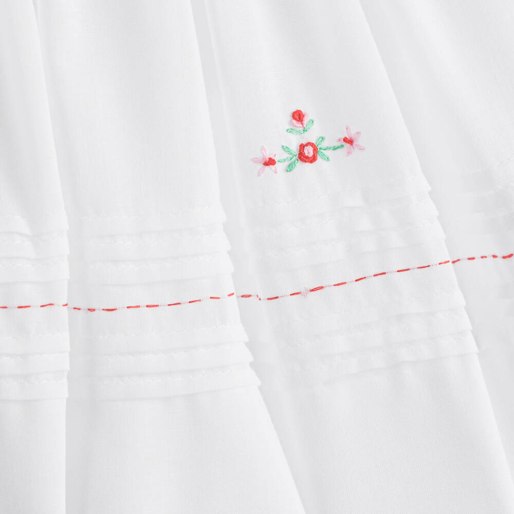 Sarah Louise-Girls White & Red Smocked Dress | Childrensalon