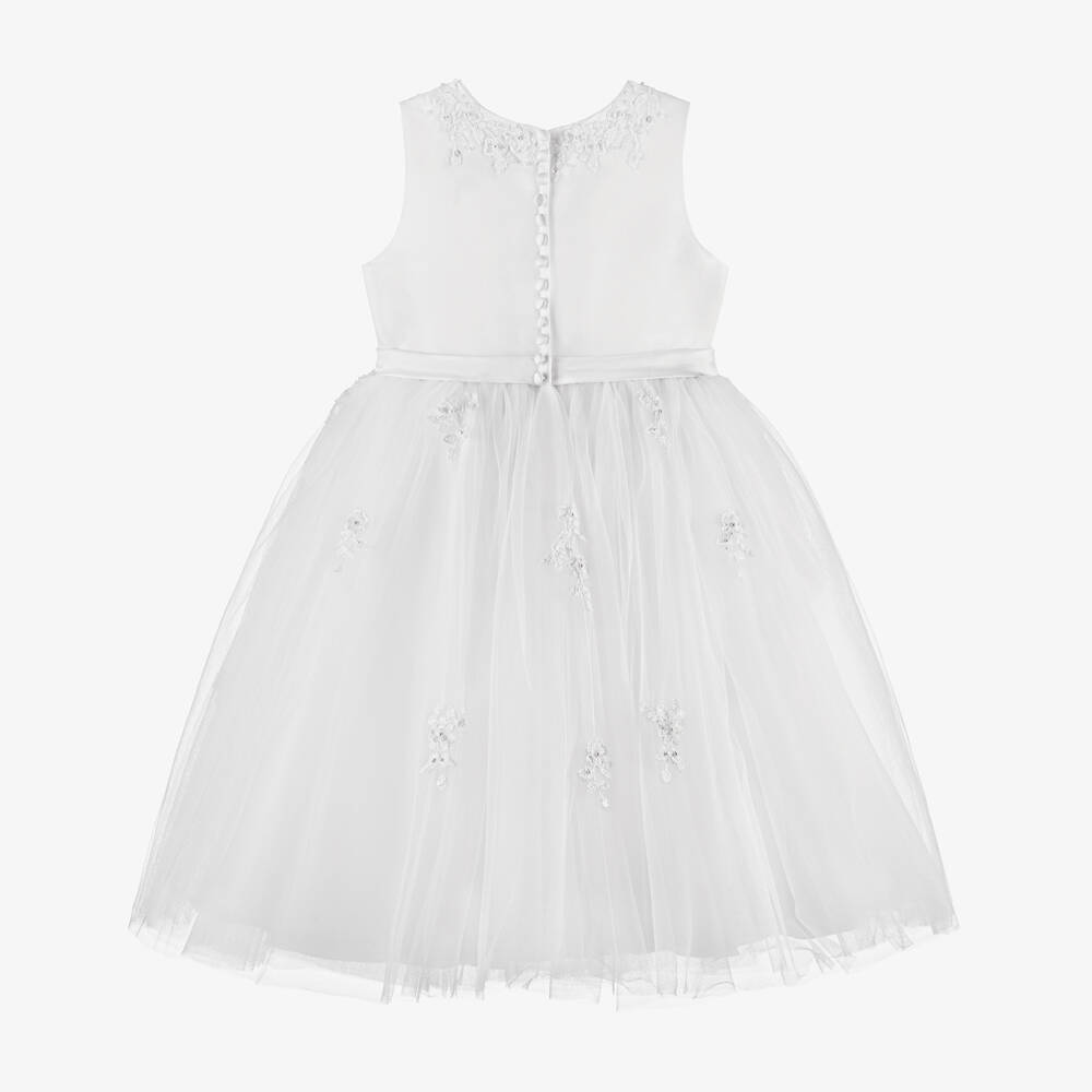 Sarah Louise-Girls White Sleeveless Tulle Dress | Childrensalon