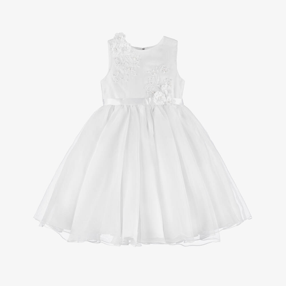 Sarah Louise-فستان تول لون أبيض للبنات | Childrensalon