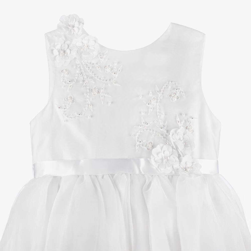 Sarah Louise-فستان تول لون أبيض للبنات | Childrensalon