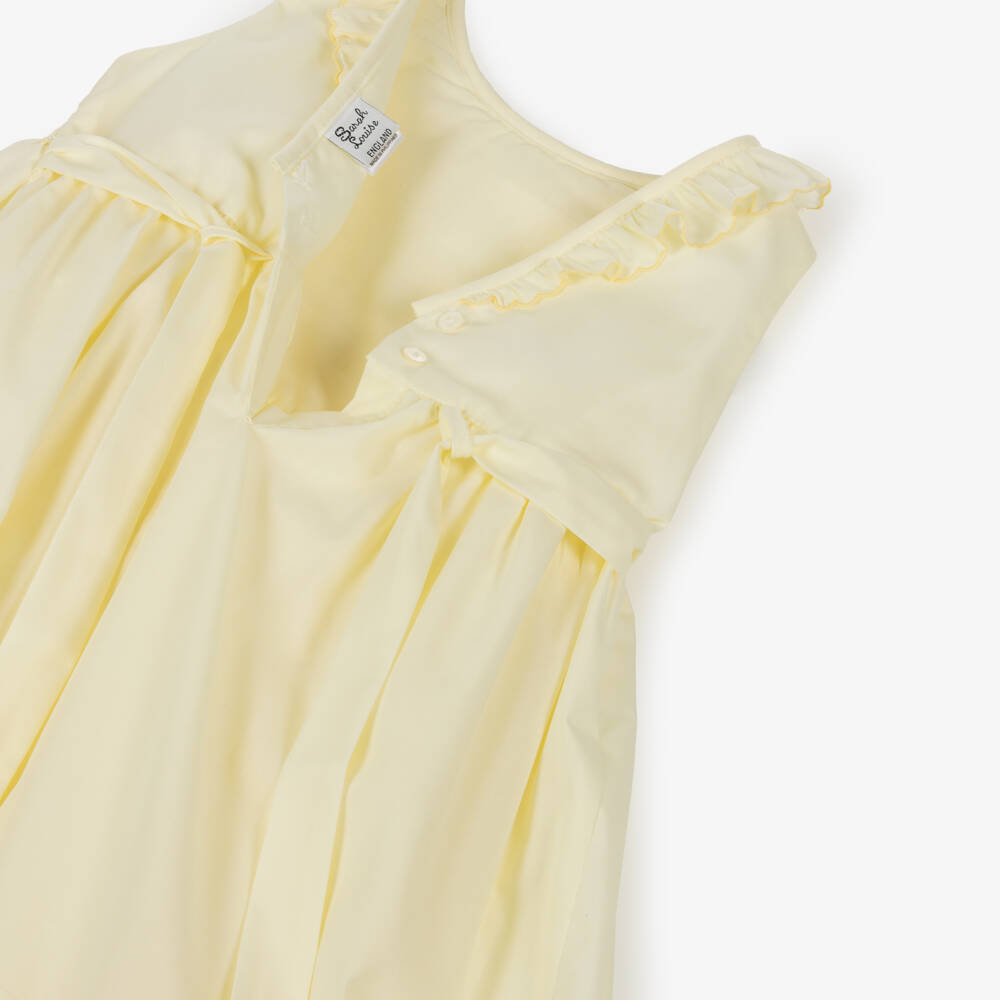 Sarah Louise-فستان بتطريز سموك لون أصفر  | Childrensalon