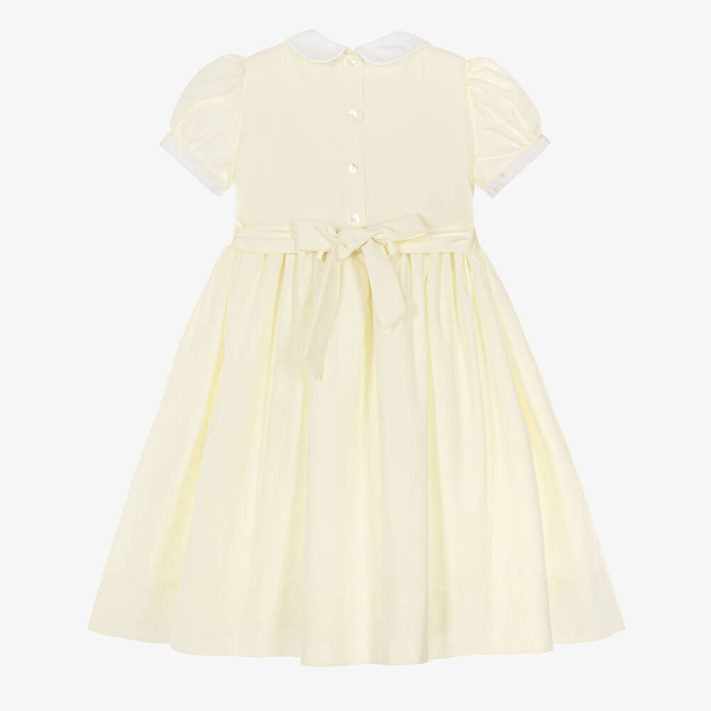 Sarah Louise-Girls Yellow Hand-Smocked Dress with Embroidered Flowers | Childrensalon