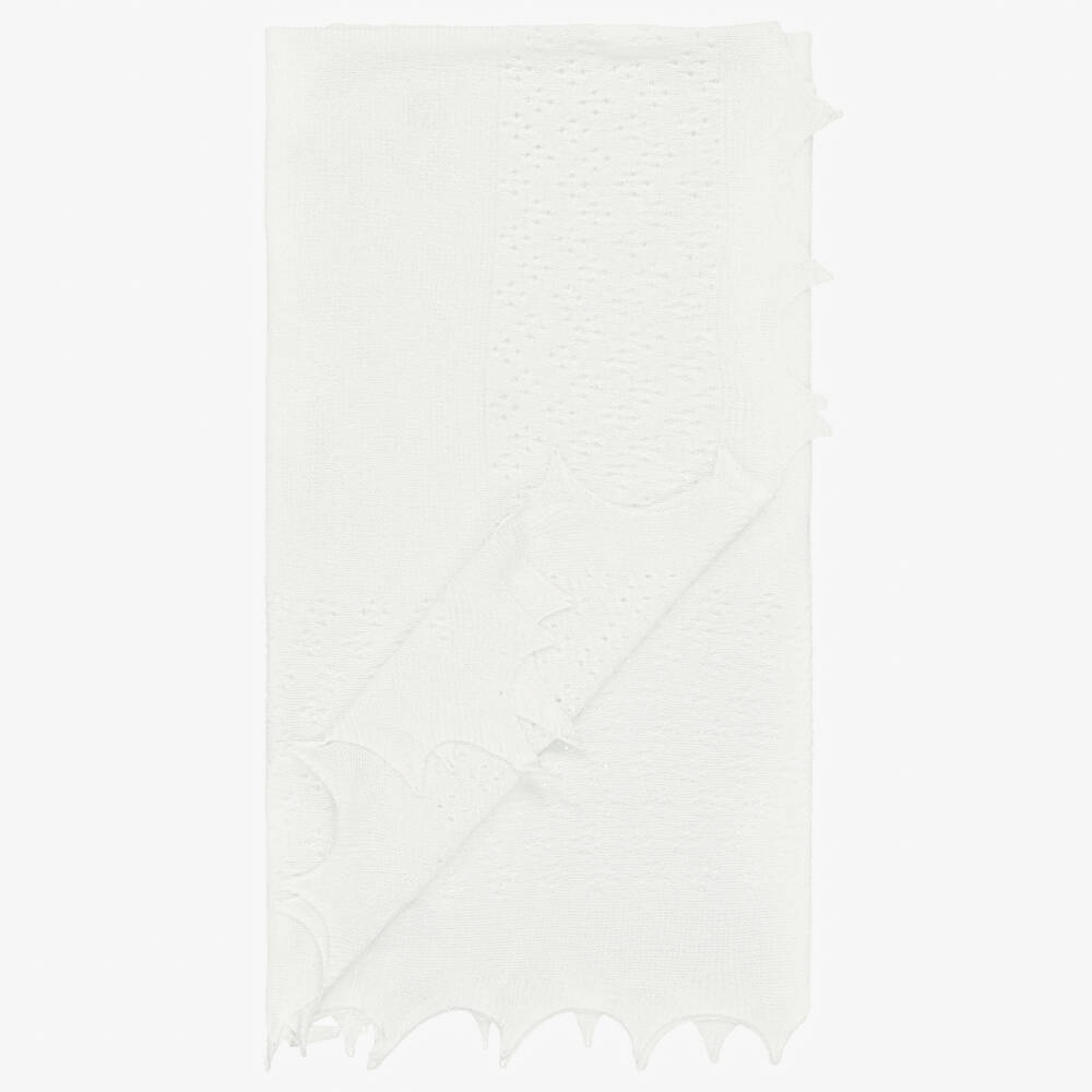 Sarah Louise-Шаль кремовая тонко вязаная с волнистыми краями (208см) | Childrensalon