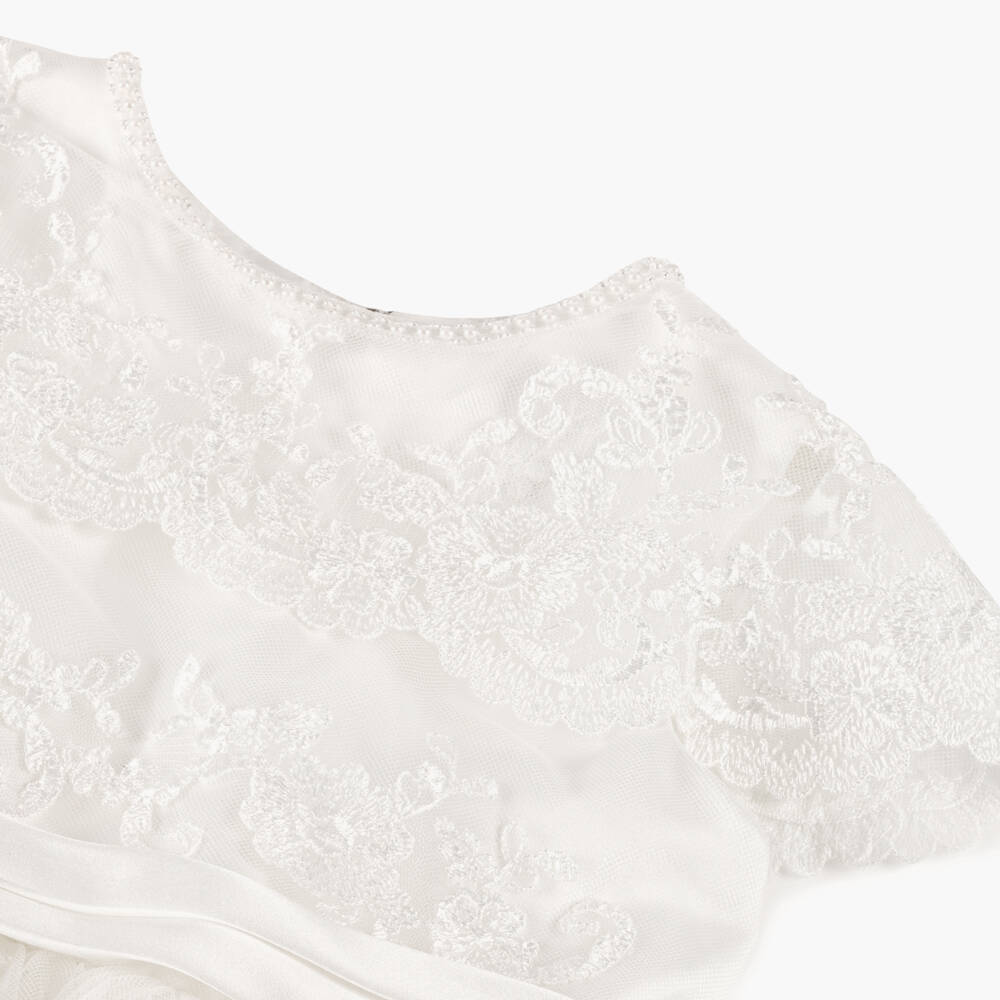Sarah Louise-Ivory Lace Cape Collar Dress | Childrensalon