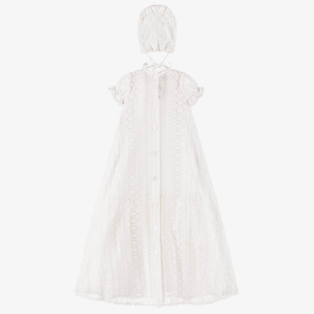 Sarah Louise-طقم ثوب مراسم ساتان مزين دانتيل لون عاجي | Childrensalon