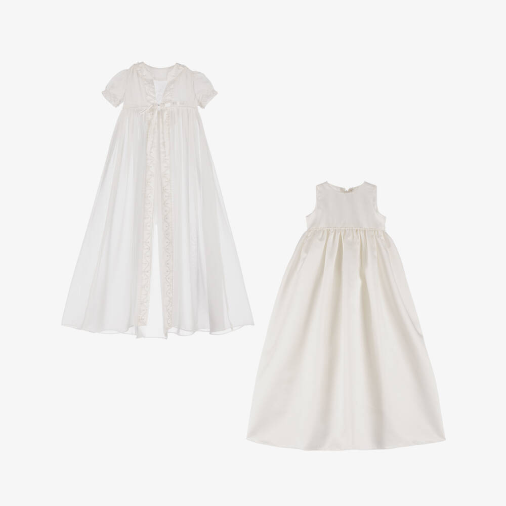 Sarah Louise-طقم ثوب مراسم شيفون وساتان لون عاجي | Childrensalon