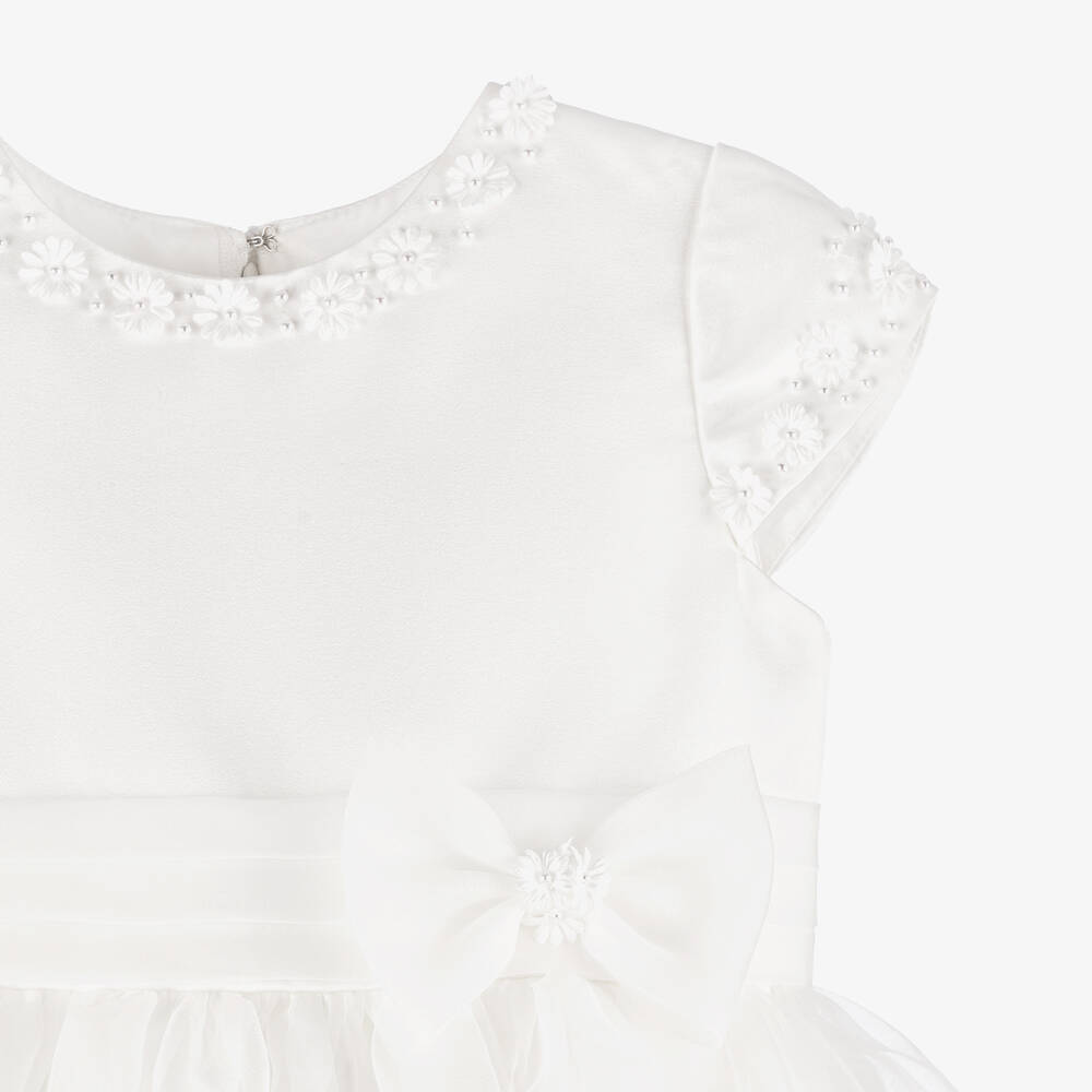 Sarah Louise-فستان أورغانزا و ساتان لون عاجي | Childrensalon