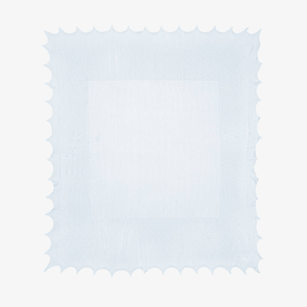 Sarah Louise-Pale Blue Finely Knitted Scalloped Shawl (115cm) | Childrensalon