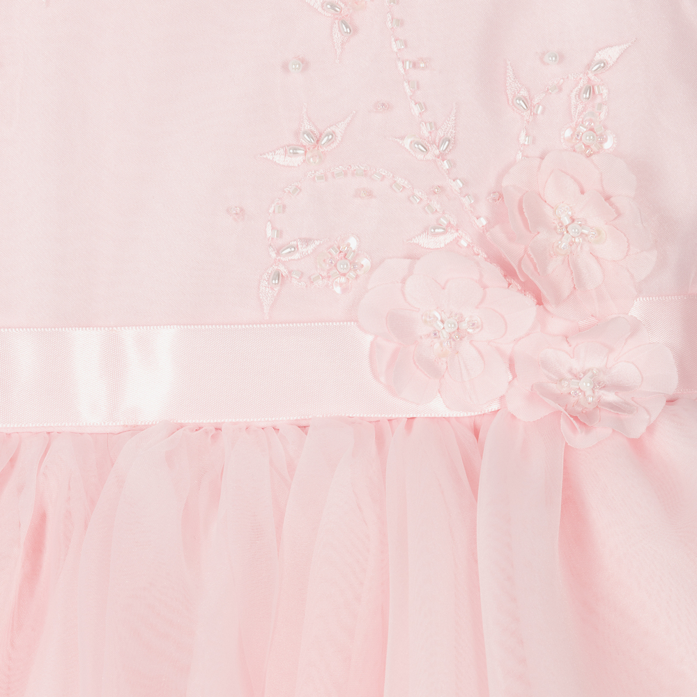 Sarah Louise-Pink Tulle Beaded Occasion Dress | Childrensalon