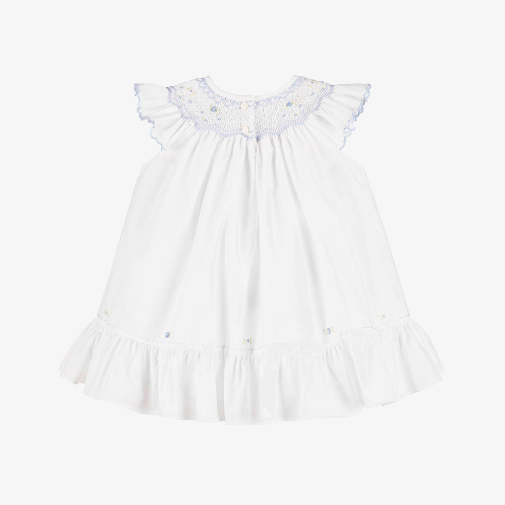 Sarah Louise-Белое платье с ручной сборкой для малышек | Childrensalon