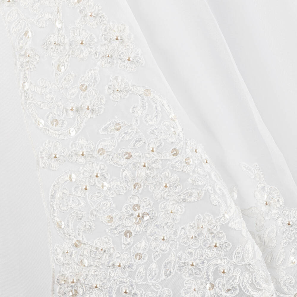 Sarah Louise-White Ceremony Gown & Bonnet With Beads & Sequins | Childrensalon