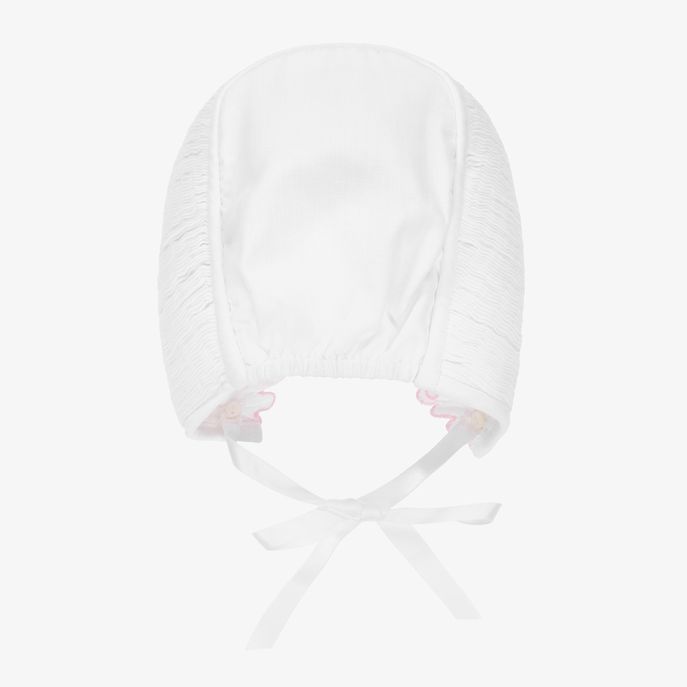 Sarah Louise-Белый чепец со сборками ручной работы | Childrensalon