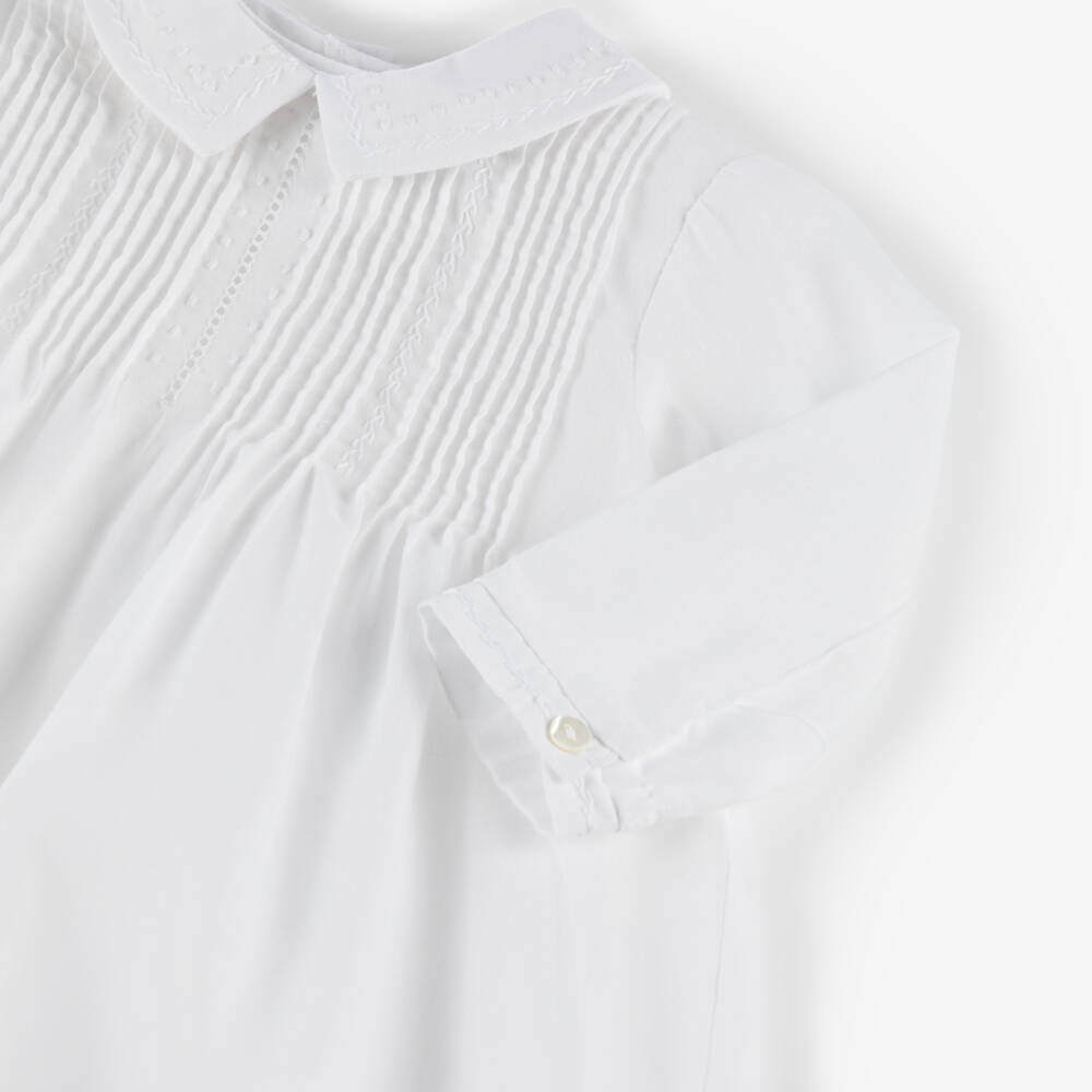 Sarah Louise-White Pintuck Ceremony Gown & Bonnet | Childrensalon