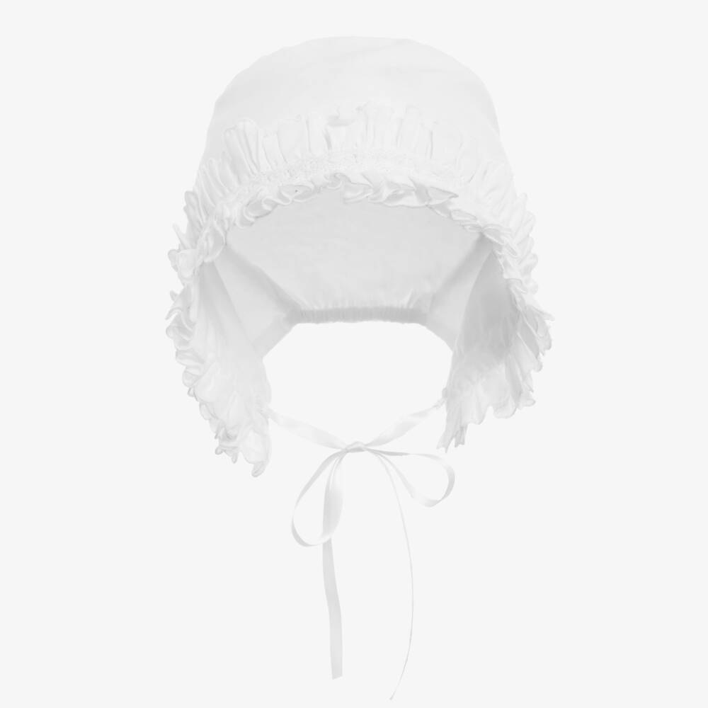Sarah Louise-Белый чепец со сборками для малышей | Childrensalon