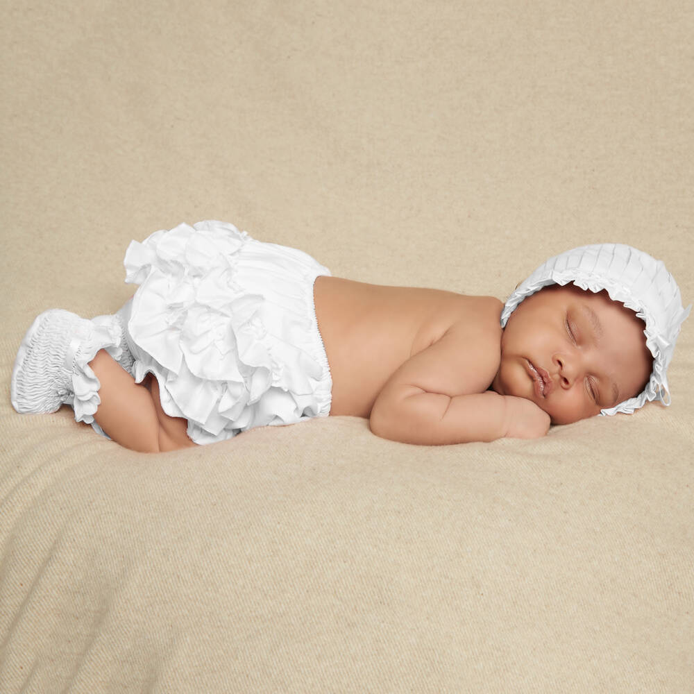 Sarah Louise-Белые пинетки со сборками | Childrensalon