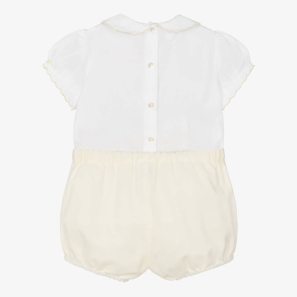 Sarah Louise-Yellow & White Buster Suit | Childrensalon