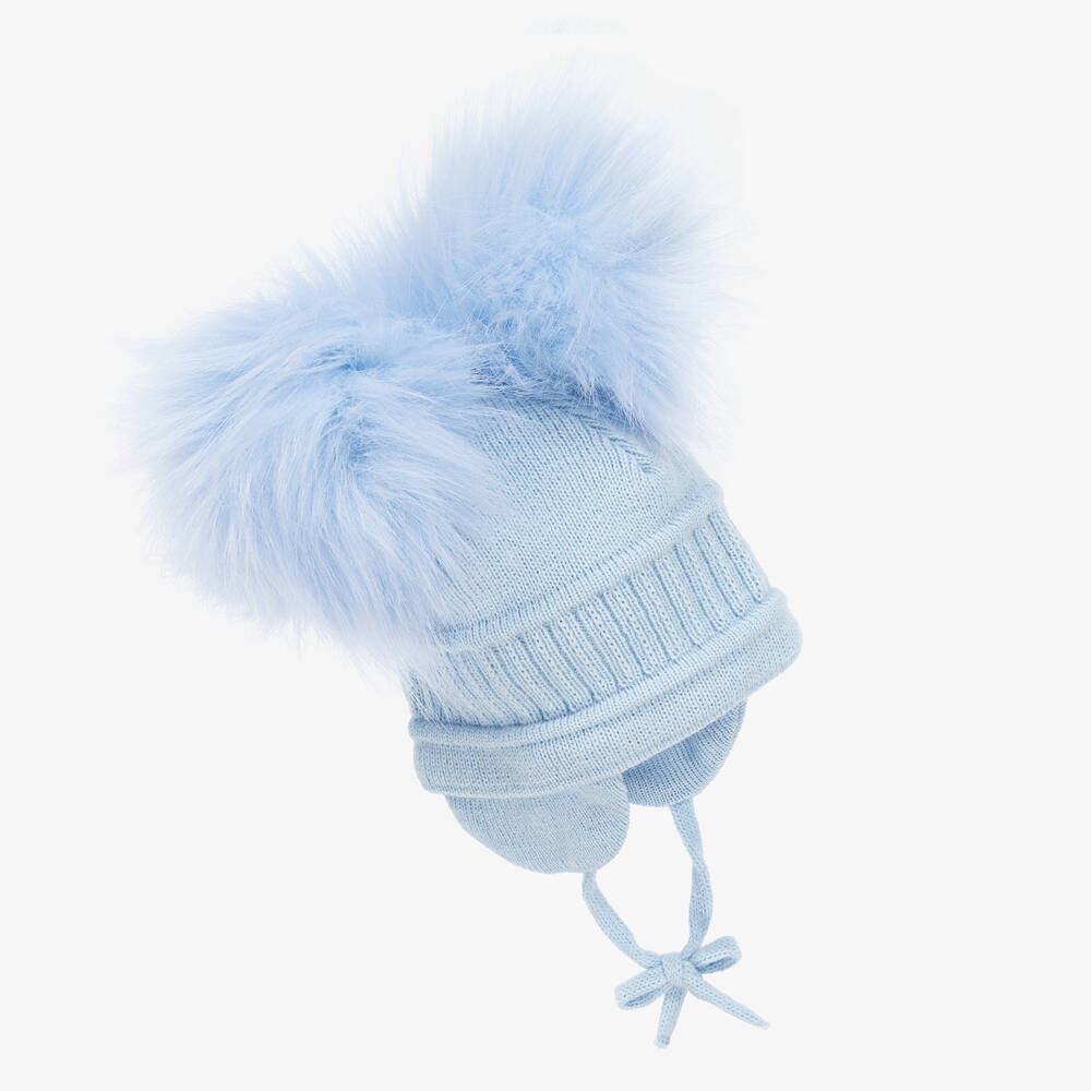 Sätila of Sweden-Голубая шапочка Tindra с двумя помпонами | Childrensalon