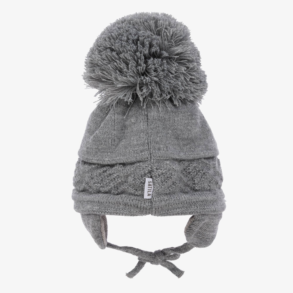 Sätila of Sweden-قبعة بوم بوم أكريليك محبوك لون رمادي | Childrensalon