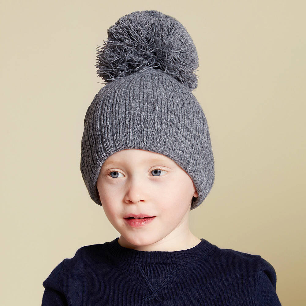 Sätila of Sweden-Grey Park Large Pom-Pom Hat | Childrensalon