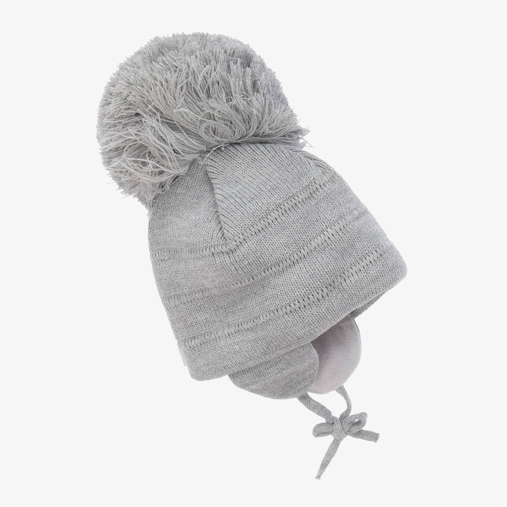 Sätila of Sweden-Grey Tuva Giant Pom-Pom Hat | Childrensalon