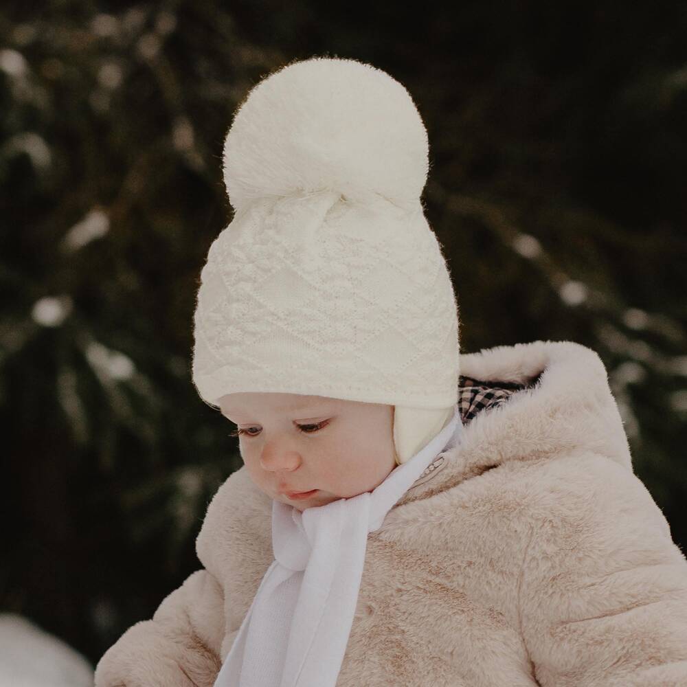 Sätila of Sweden-Ivory Cassie Giant Pom-Pom Hat | Childrensalon