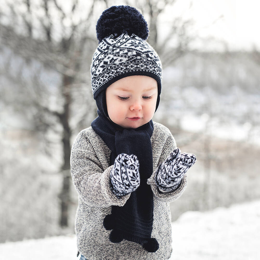 Sätila of Sweden-Синий вязаный шарф Belle (88см) | Childrensalon