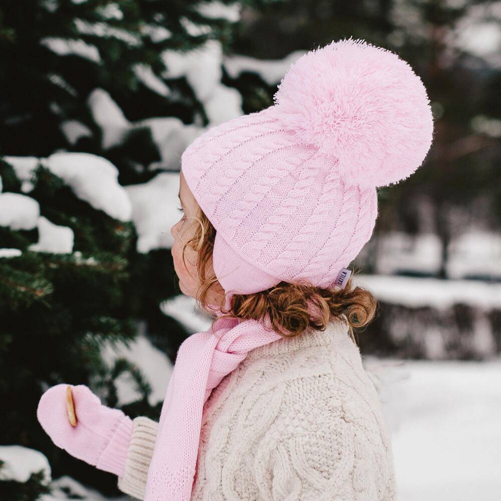 Sätila of Sweden-Pink Laura Knitted Giant Pom-Pom Beanie | Childrensalon