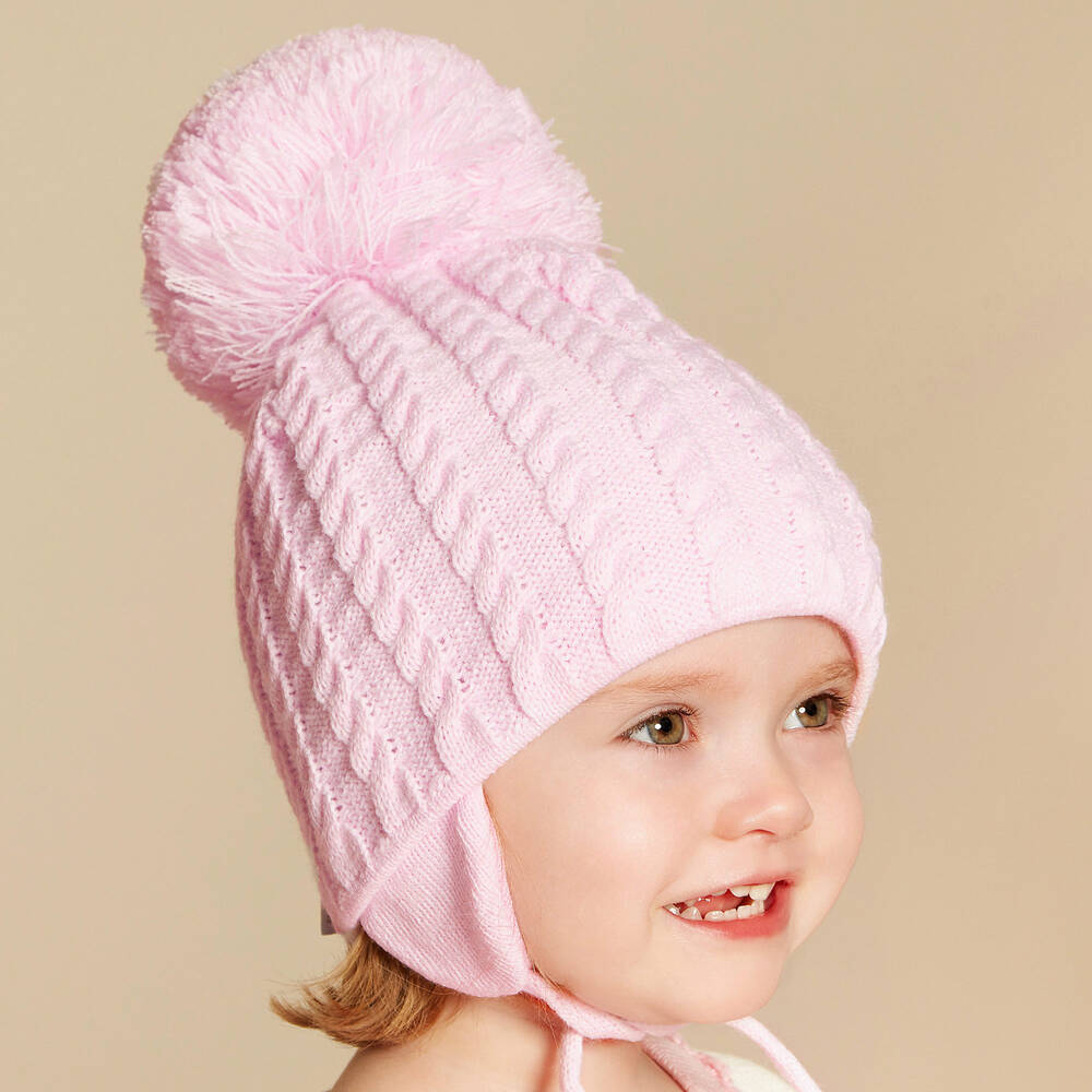 Sätila of Sweden-Розовая вязаная шапка Laura с большим помпоном | Childrensalon