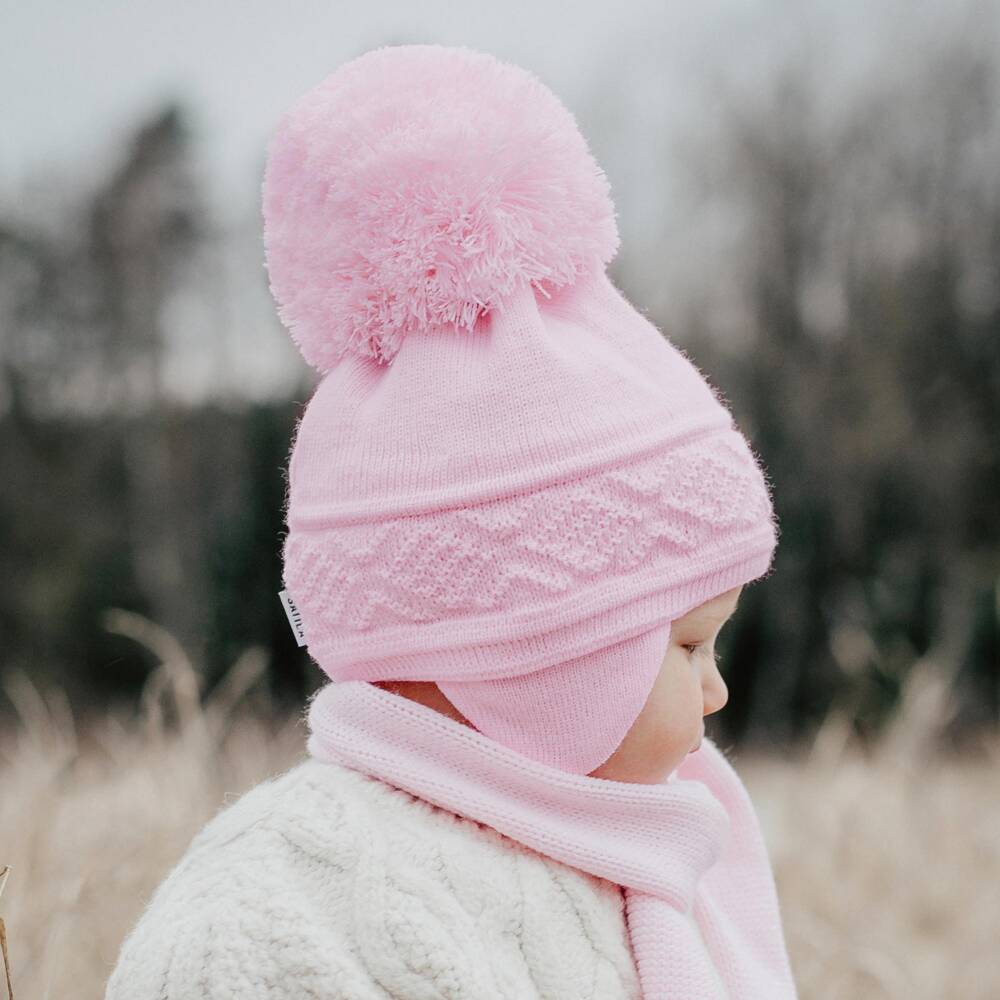 Sätila of Sweden-Pink Malva Giant Pom-Pom Hat | Childrensalon