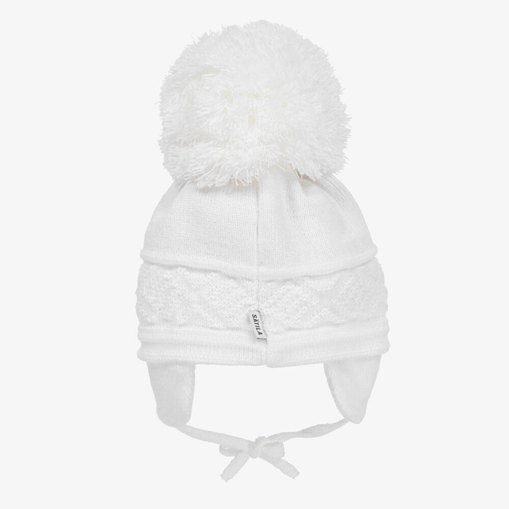 Sätila of Sweden-White Malva Giant Pom-Pom Hat | Childrensalon