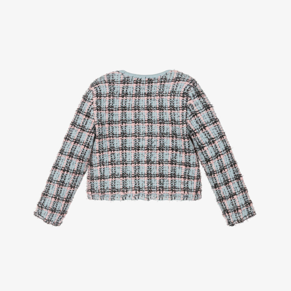 Self-Portrait-Кардиган сине-черный вязаный с твидовым эффектом для девочек | Childrensalon