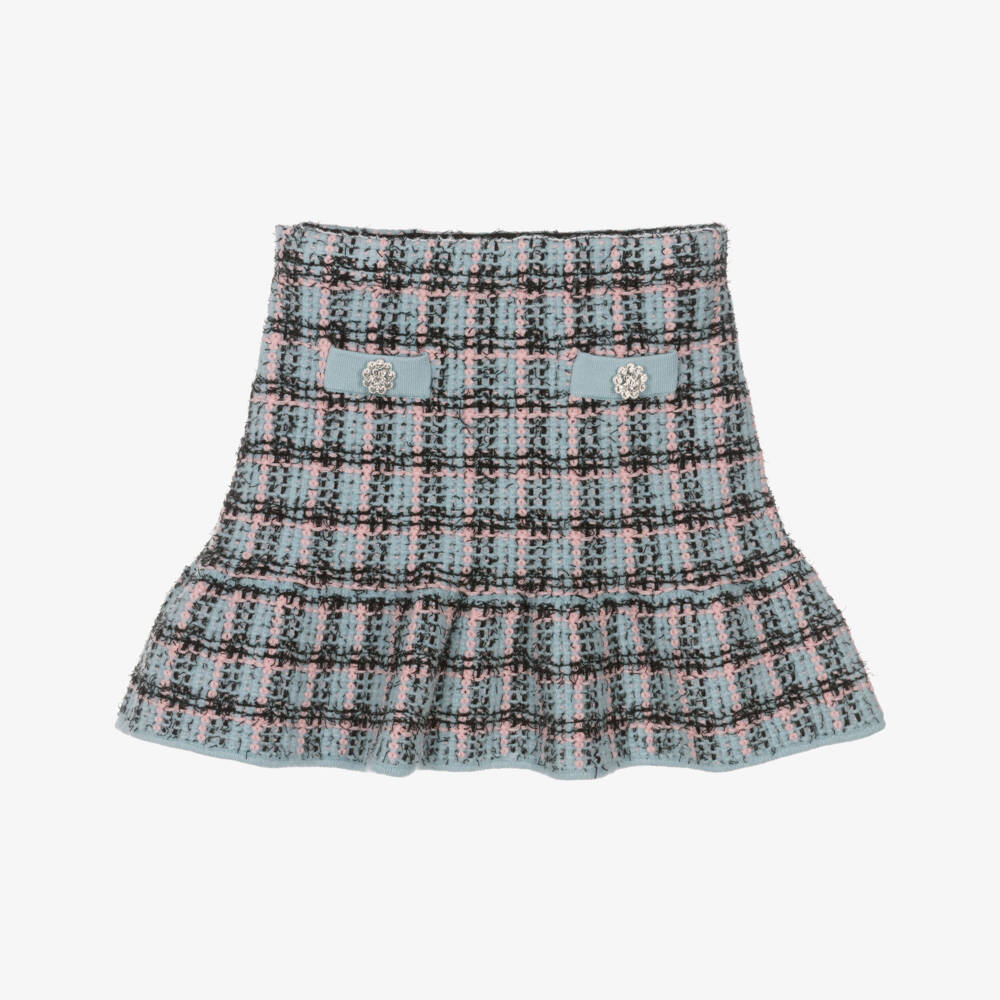 Self-Portrait-Юбка сине-черная вязаная с эффектом твида  для девочек | Childrensalon