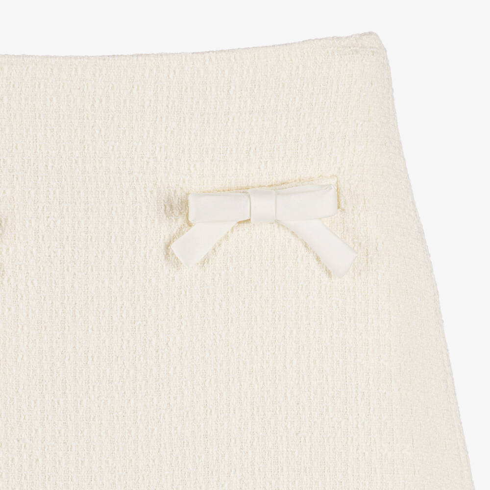 Self-Portrait-Girls Cream Tweed Skirt with Bows | Childrensalon
