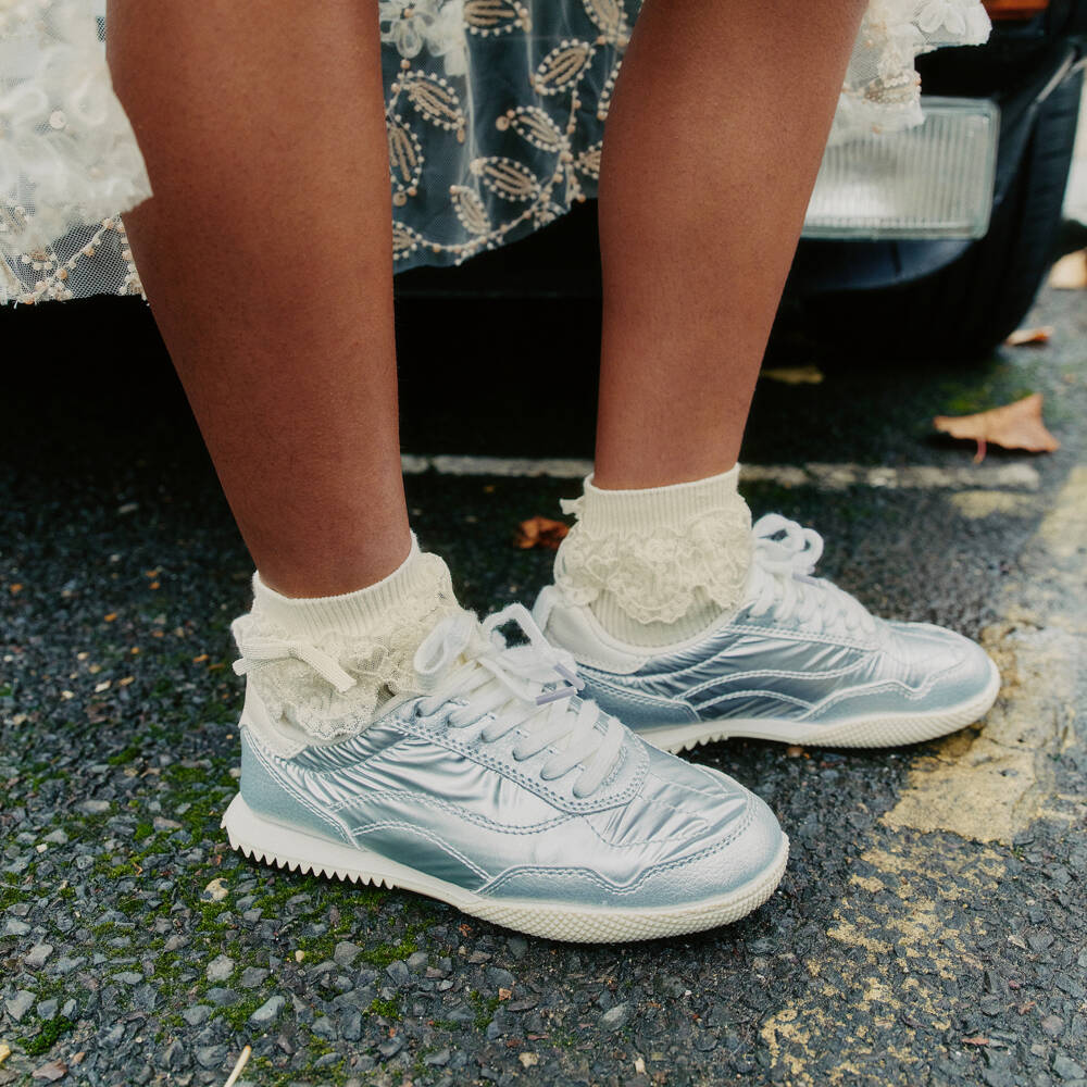 Self-Portrait-Girls Lace Trim Bow Socks (3 Pack) | Childrensalon