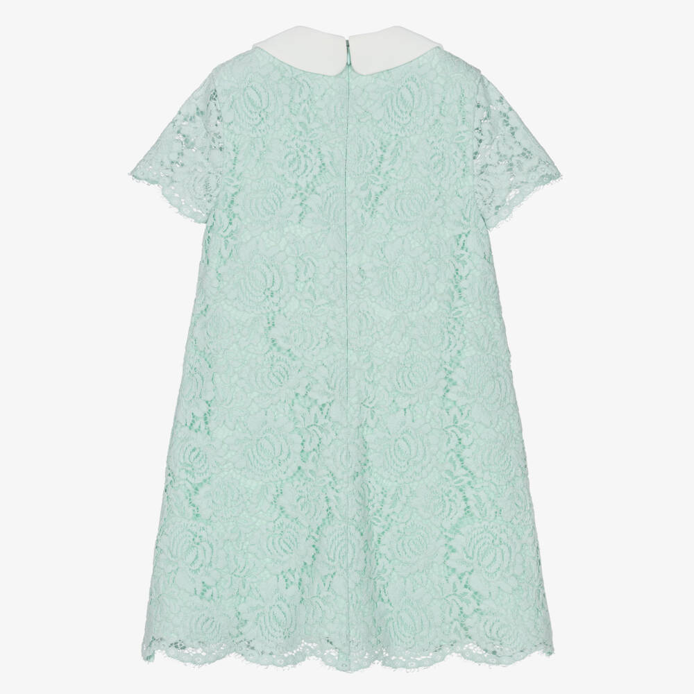 Self-Portrait-Girls Mint Green Guipure Lace Dress | Childrensalon
