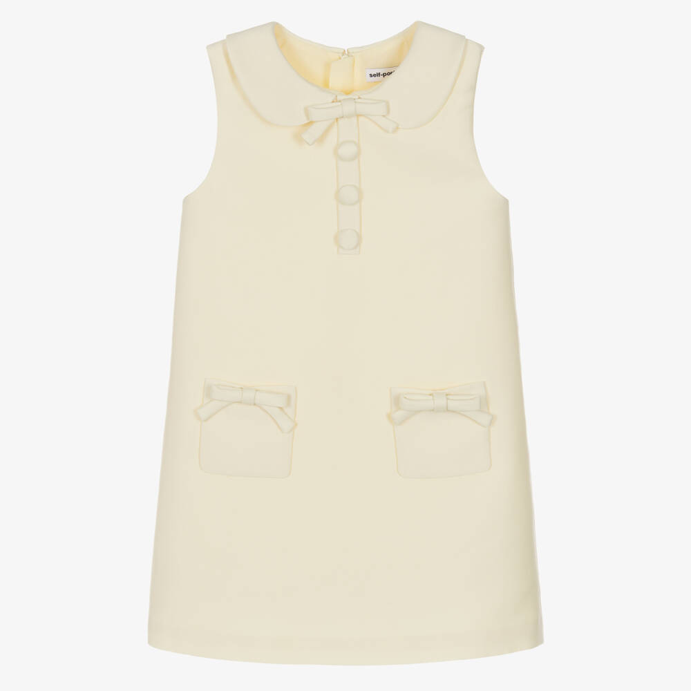 Self-Portrait-Girls Pale Yellow Satin Sleeveless Dress | Childrensalon