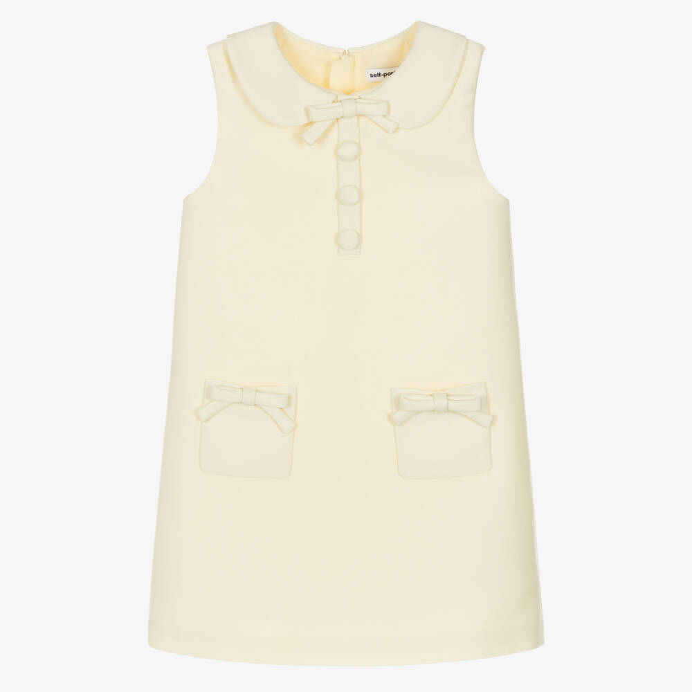 Self-Portrait-Girls Pale Yellow Satin Sleeveless Dress | Childrensalon