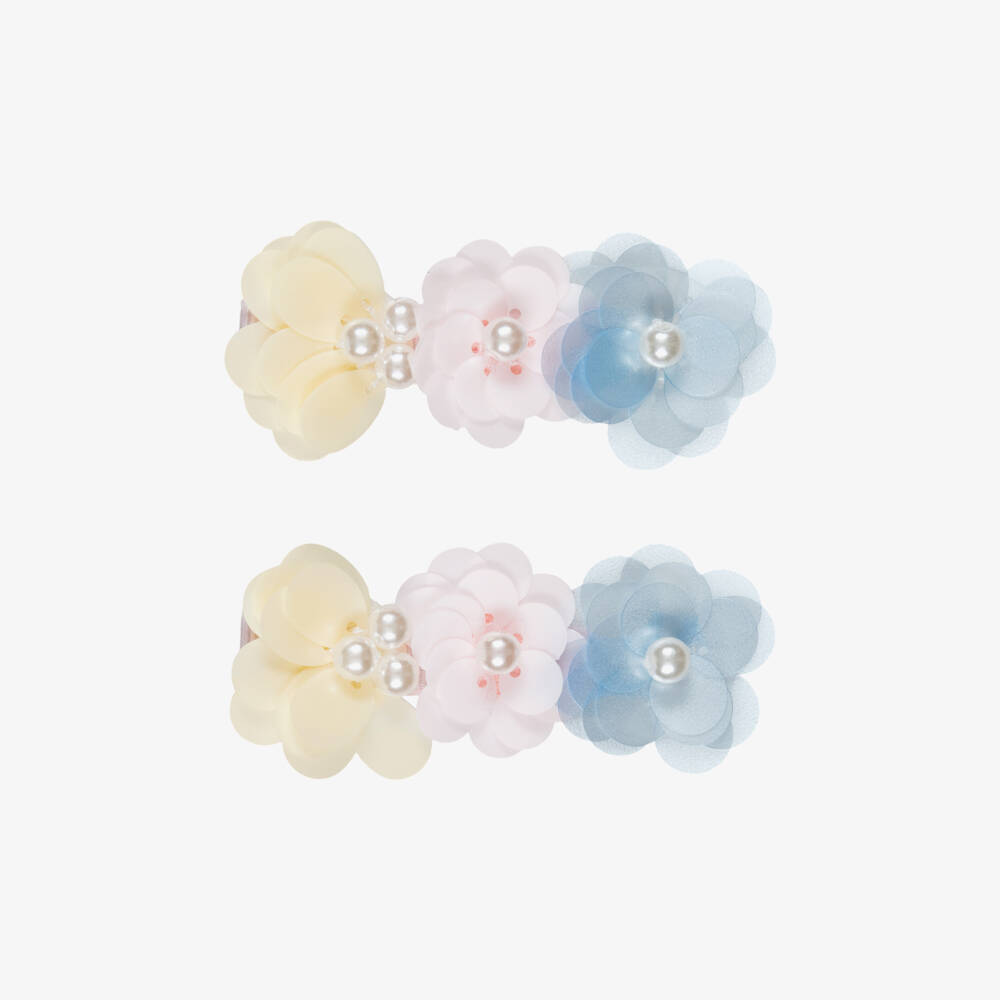 Self-Portrait-Girls Pink Pastel Flower Hair Clips (2 Pack) | Childrensalon