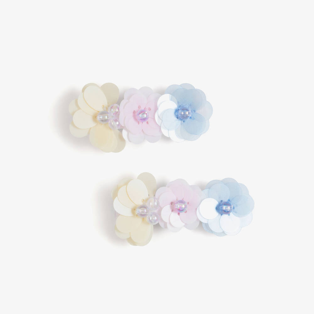 Self-Portrait-Girls Pink Pastel Flower Hair Clips (2 Pack) | Childrensalon