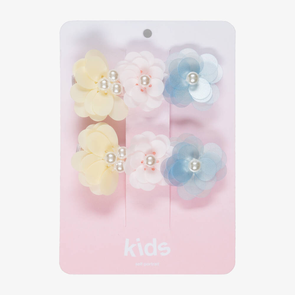 Self-Portrait-Girls Pink Pastel Flower Hair Clips (2 Pack) | Childrensalon
