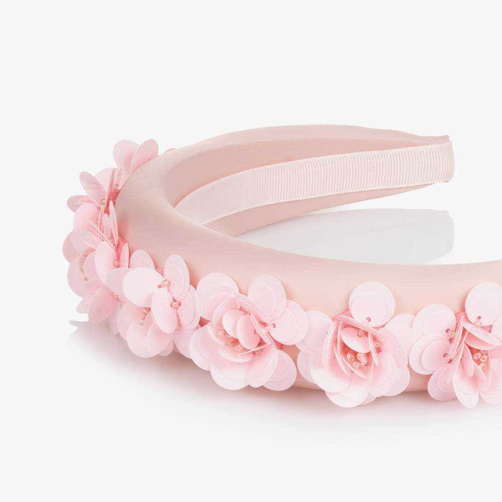 Self-Portrait-Girls Pink Satin Floral Hairband | Childrensalon