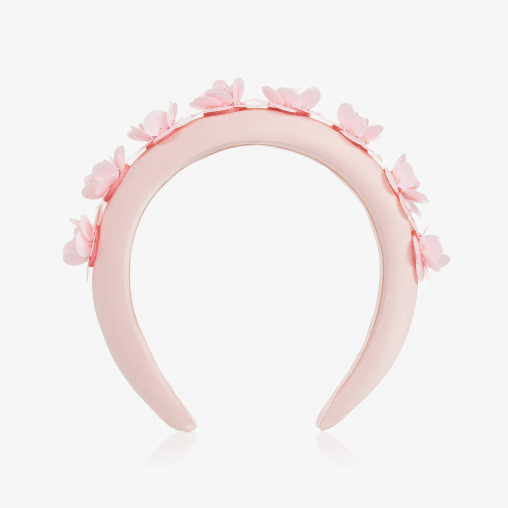 Self-Portrait-Girls Pink Satin Floral Hairband | Childrensalon