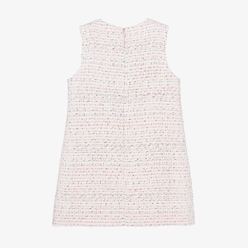 Self-Portrait-Girls Pink Tweed Dress with Diamanté Buttons | Childrensalon