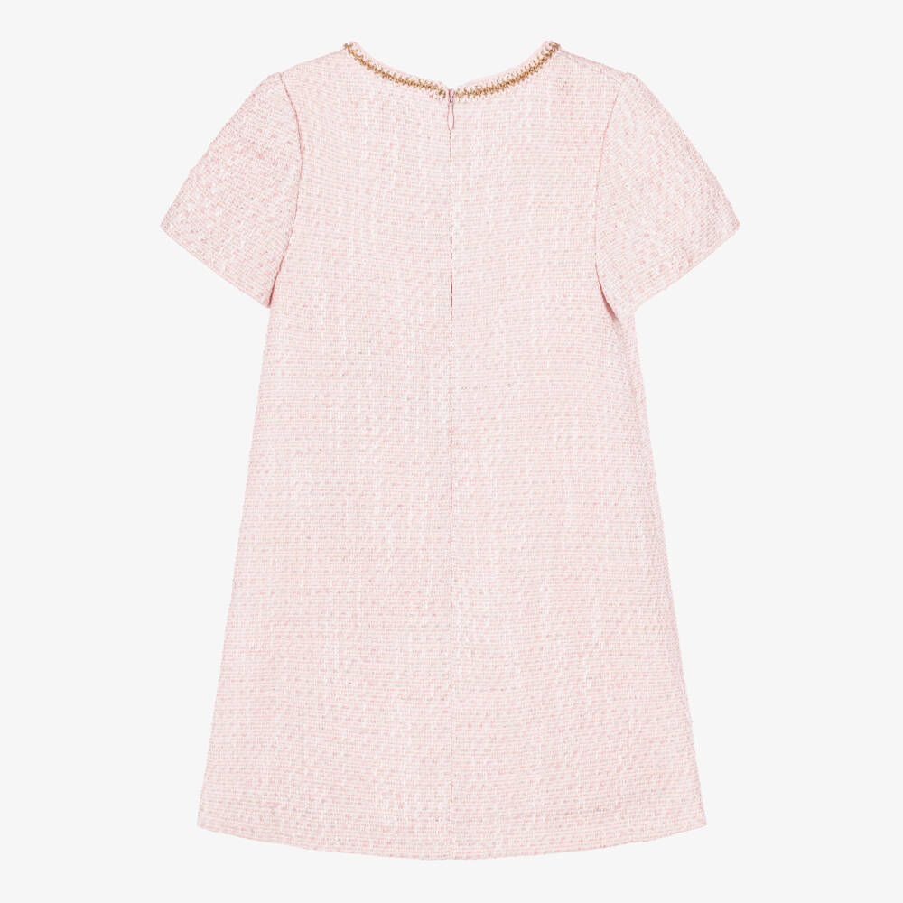 Self-Portrait-Girls Pink Tweed Dress with Patch Pockets | Childrensalon