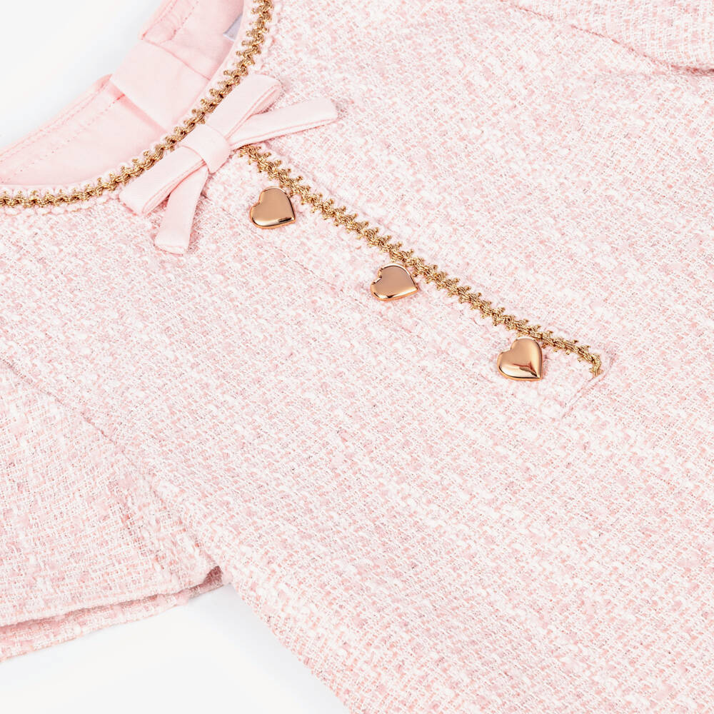 Self-Portrait-Girls Pink Tweed Dress with Patch Pockets | Childrensalon