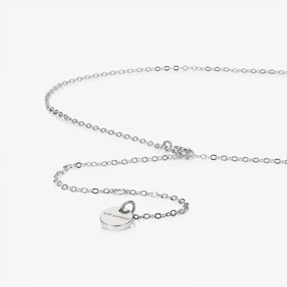 Self-Portrait-Girls Silver Micro Crystal Bow Necklace (50cm) | Childrensalon