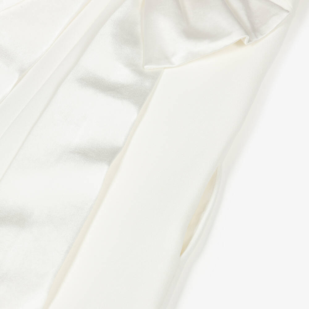 Self-Portrait-Girls White Crêpe Dress with Sequin & Satin Bow Detail | Childrensalon