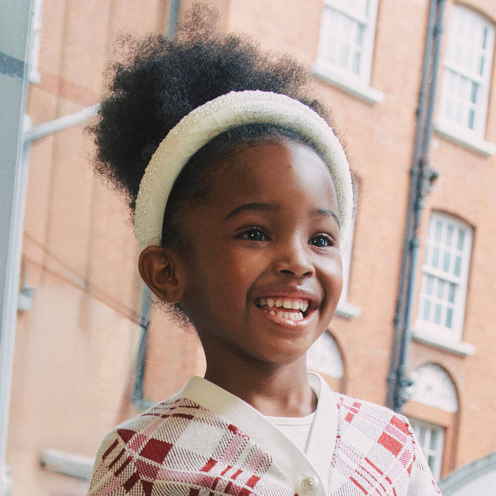 Self-Portrait-Girls White Lace & Pearl Hairband | Childrensalon